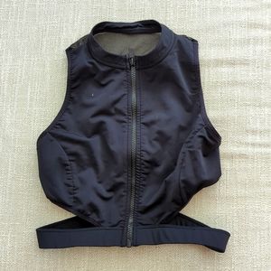 Cushnie Et Ochs cropped black zip up top with mesh back